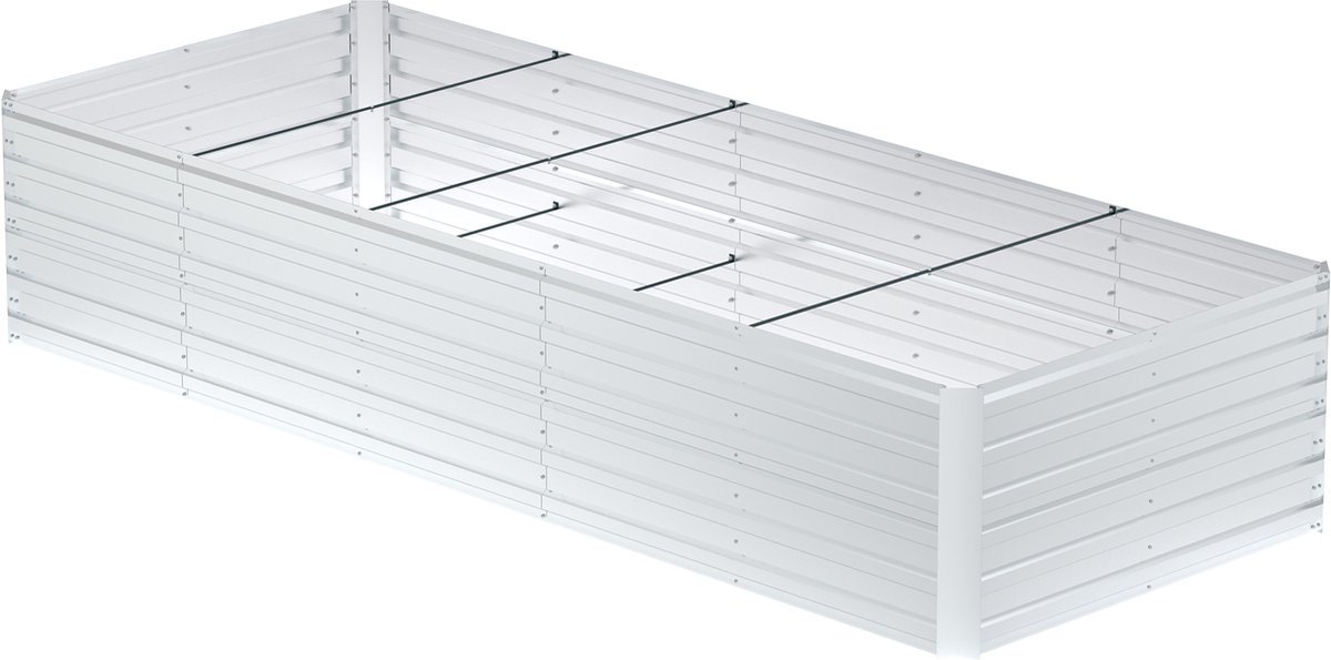 Aufun Metaal Verhoogde Plantenbak 300x120x58cm – Rechthoekig Verzinkt – Voor Tuin/Keukenkrul/Pluktuin/Bloembed