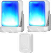 Luide Flash Deurbel met 7 kleuren helder licht en 4 volumes, draadloze deurbellen 600 ft, thuis/kantoor, geschikt voor ouderen, slechthorenden, 1 zender met 2 ontvangers