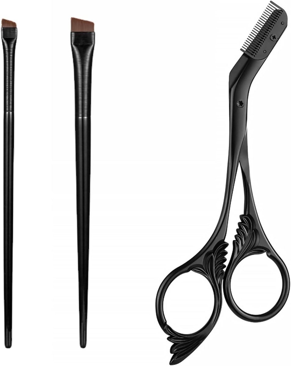 Professionele wenkbrauwtrimmer schaar, precisie trimmer kam, zwart, ontharing verzorging
