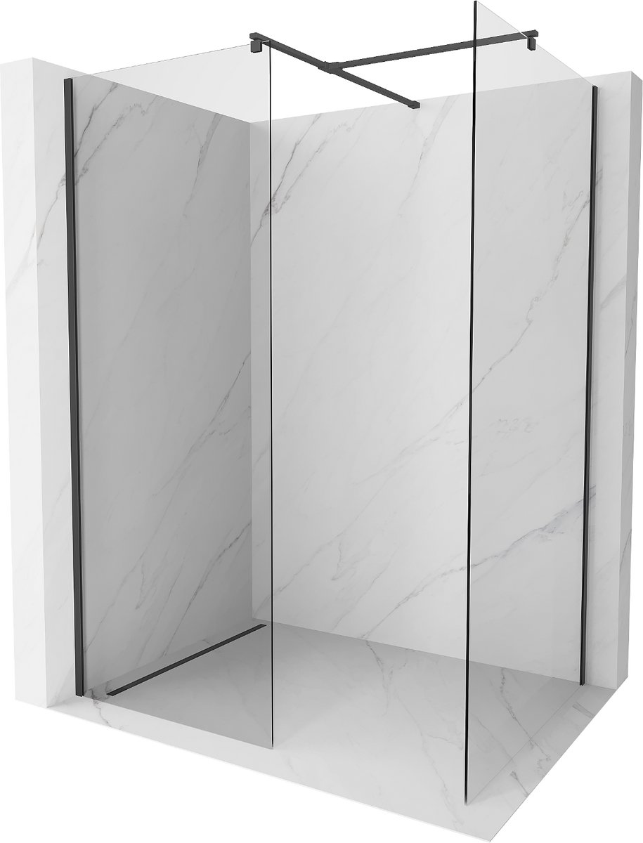 Mexen Kioto douchewand Walk-in 130 x 75 , transparant, zwart - 800-130-202-70-00-075