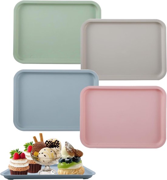 Foto: Dienblad set van 4 rechthoekig antislip 25 x 18 x 1 5 cm vaatwasmachinebestendig