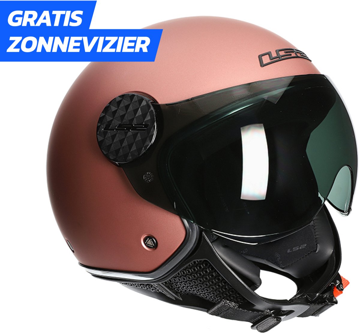 LS2 Sphere Lux - Jethelm - Scooterhelm Vespa - Rosé Gold - Maat XL - ECE Gekeurd – foto 8