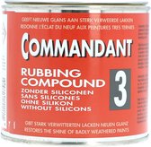 Blik met Commandant 3 Rubbing Compound. Rood met witte letters. Zonder siliconen. Geeft glans aan lak.