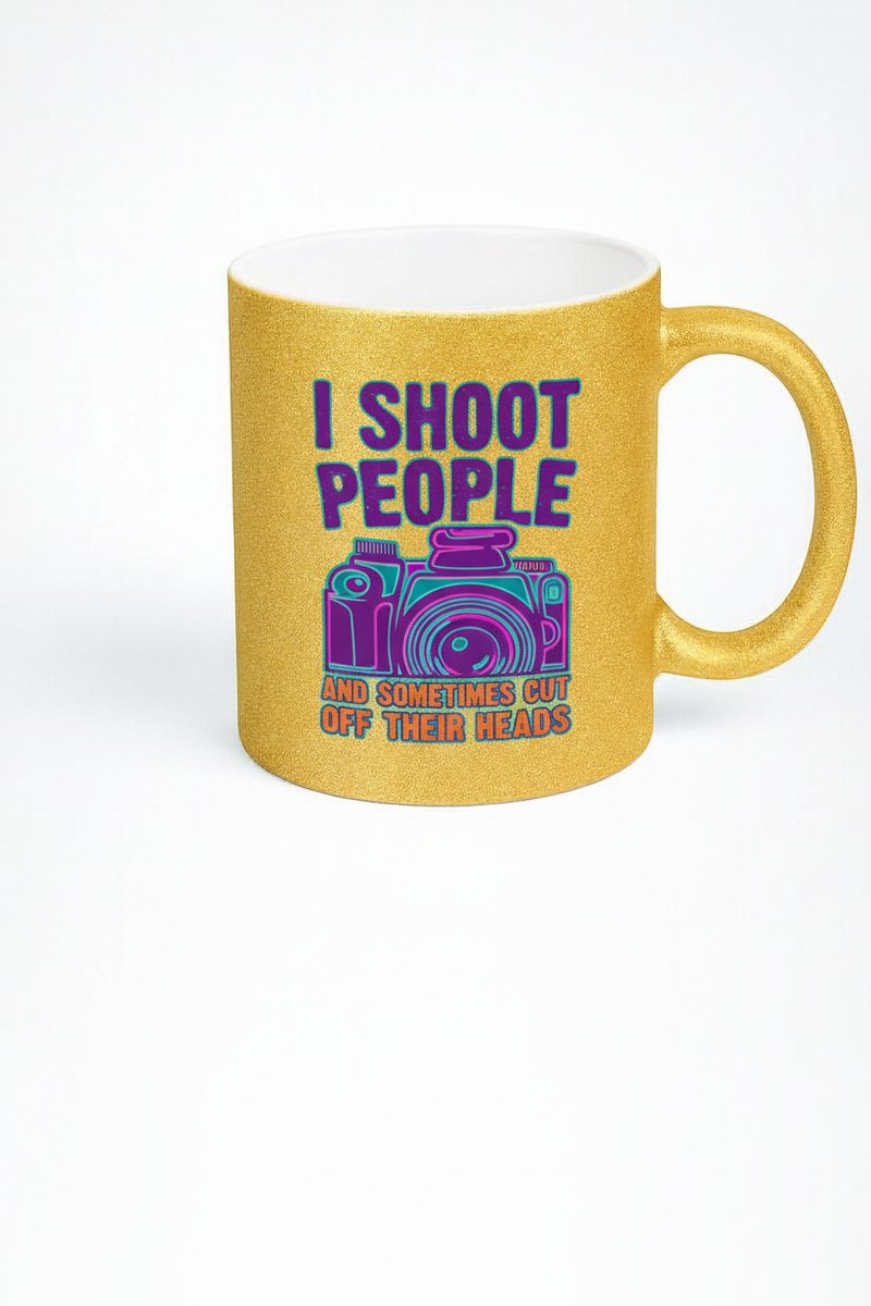 I Shoot People Gouden Glitter Mok - Fotografiemok Cadeau
