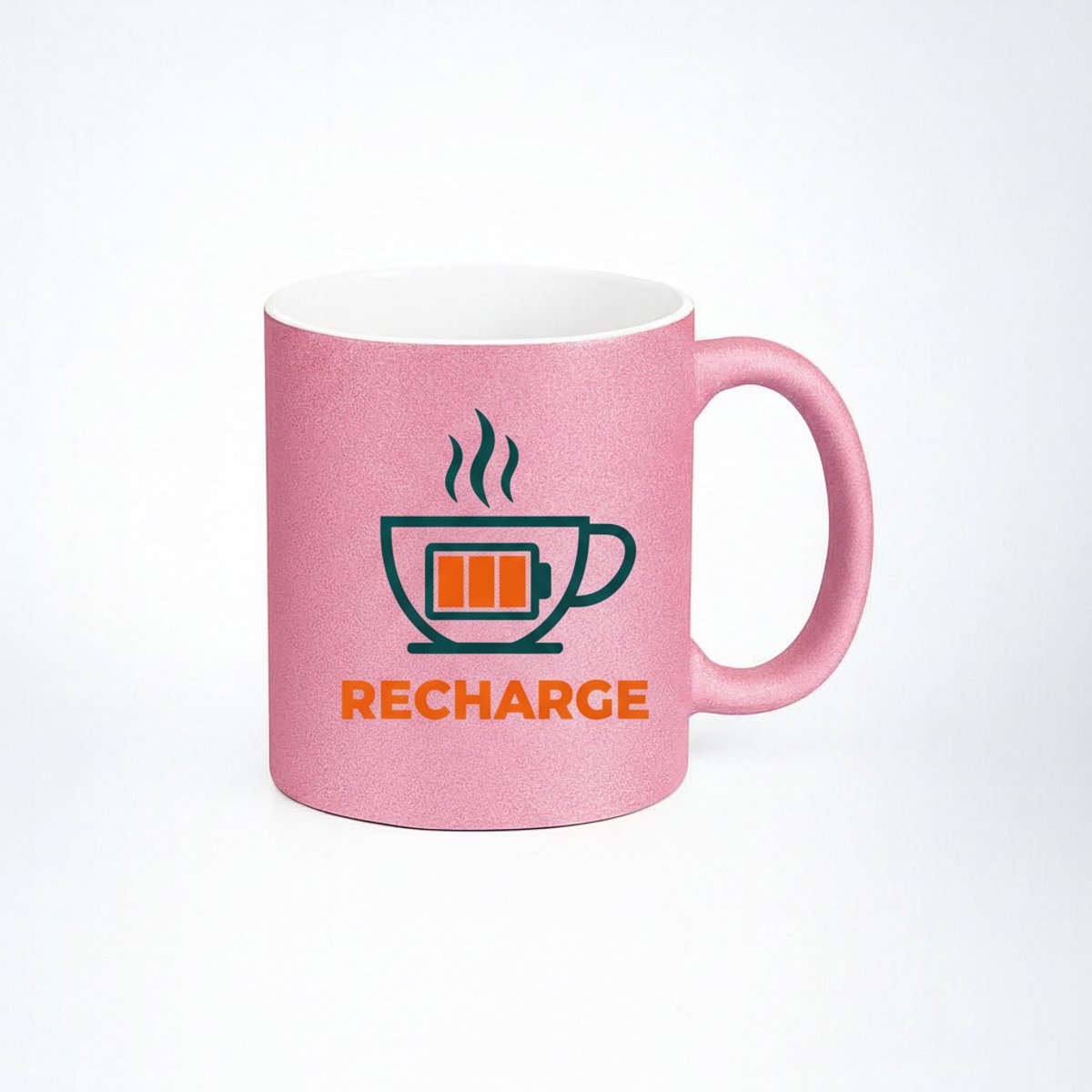 Recharge Koffiemok - Roze Glitter Mok voor Energie Boost
