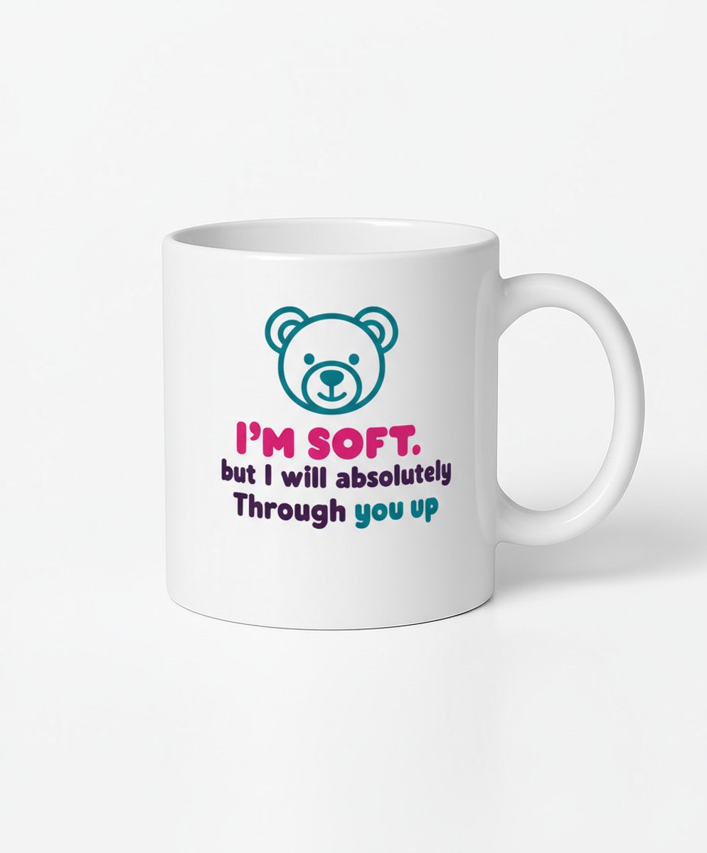 I'm Soft - Teddybeer Mok - Koffiemok met Humoristische Tekst