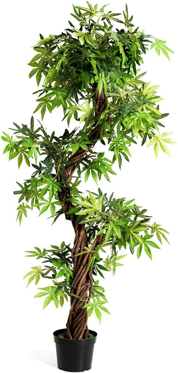 KOMFOTTEU 160 cm kunstboom voor binnen, thuis, kantoor, kunstplanten, bonsai met rode wijnstok met kiel, kunstplanten, stijlvol luxe groen, kunstbloemen Japanse stijl voor interieurdecoratie, serre