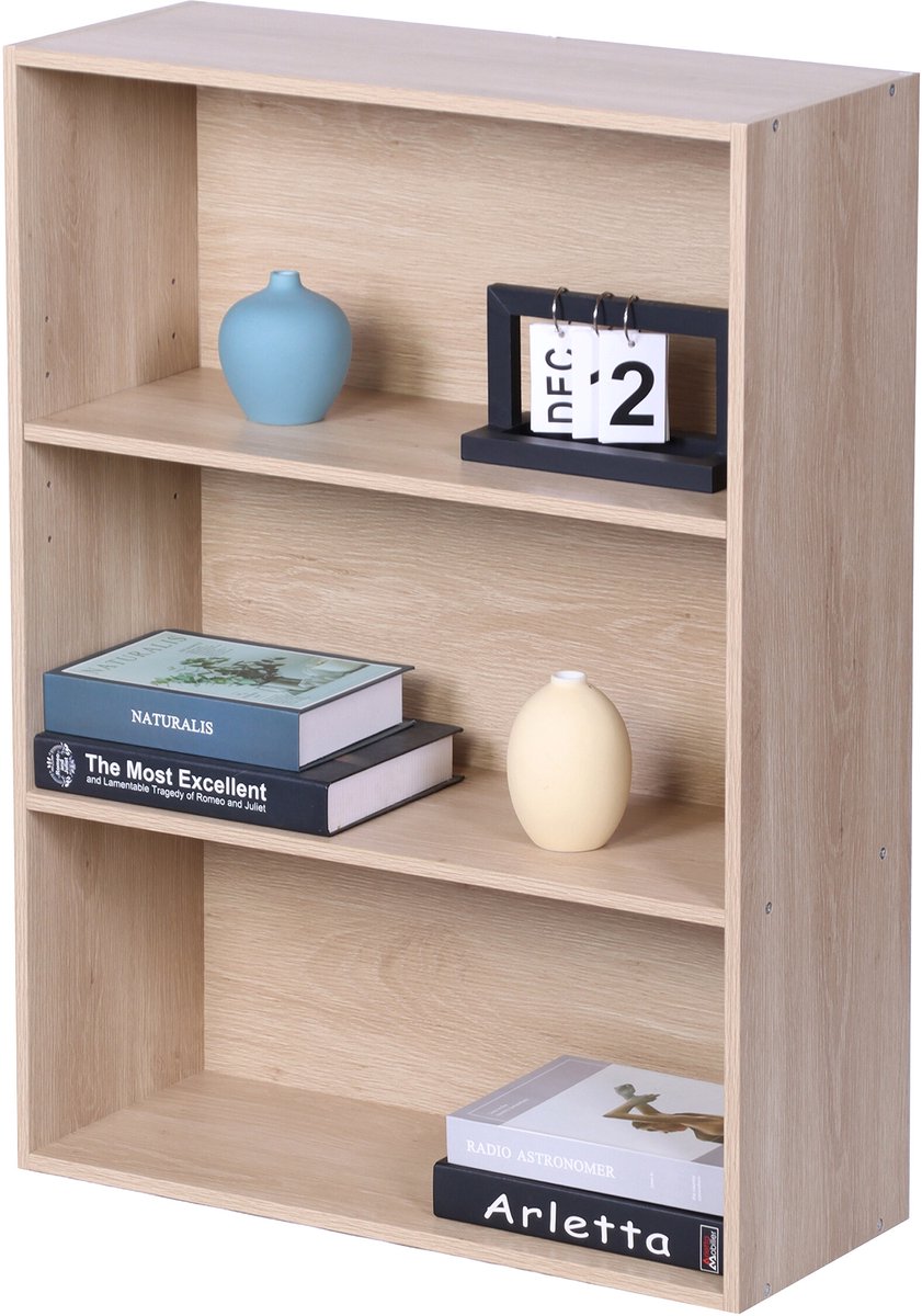 Boekenkast - 3 planken - 82 x 60 x 24 cm - houtlook
