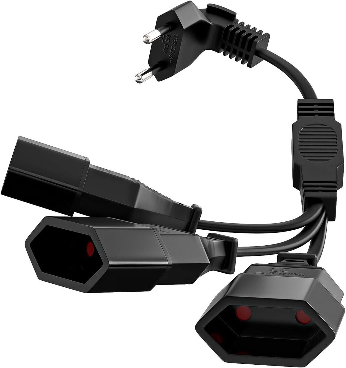 Platte Eurostekkerverlenging 50 cm zwart voor tv, pc en monitor