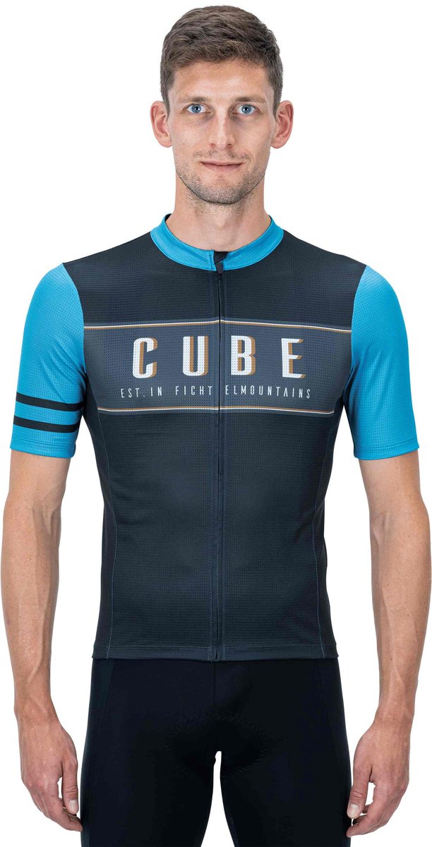 CUBE Fietsshirt BLACKLINE JERSEY CROSS GREY/BLUE XXXL