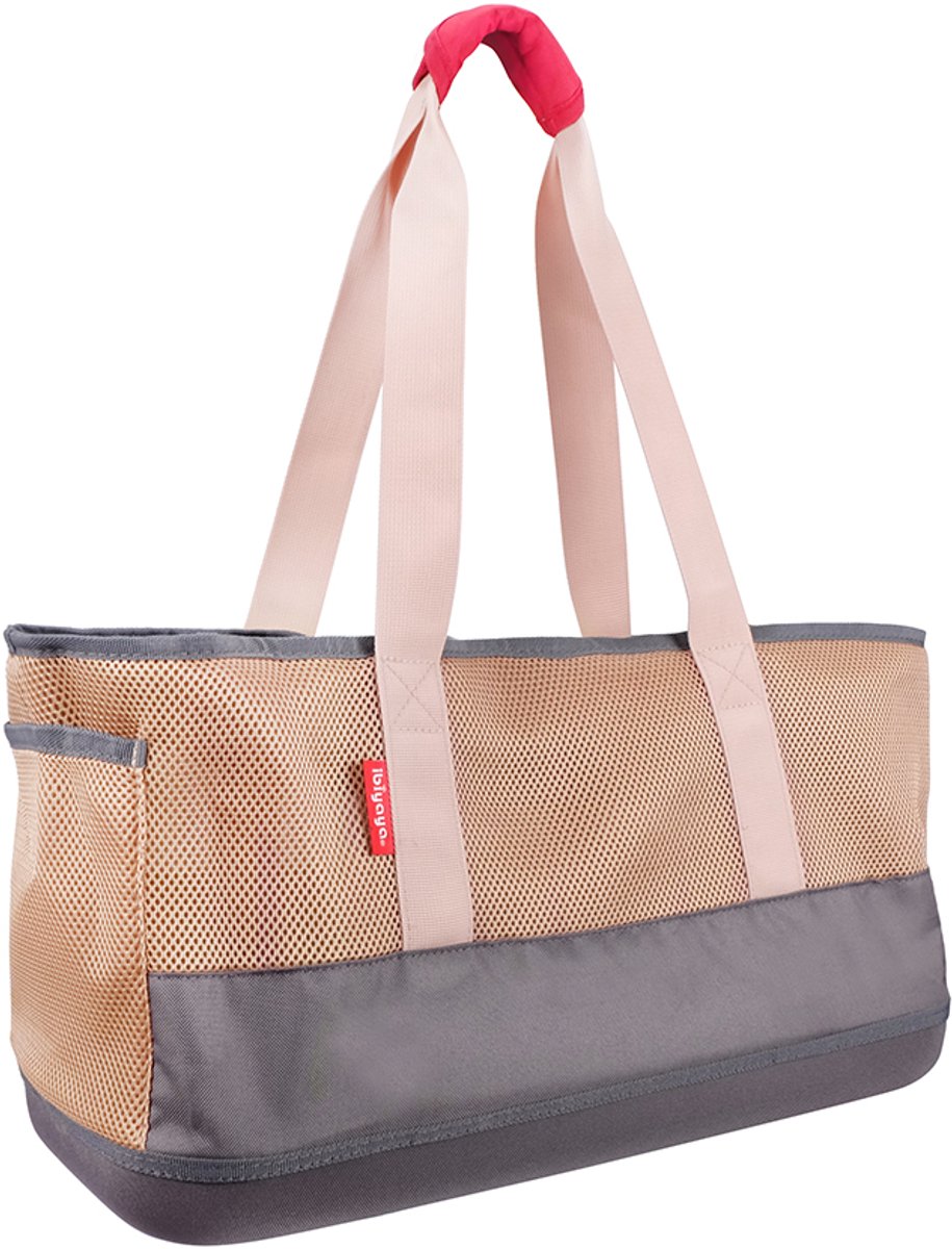 Hondendraagtas voor teckel en kleine honden – ademende dachshund draagtas – lichtgewicht huisdierendraagtas met stevige bodem – bovenopening – geschikt tot 9 kg - Beige