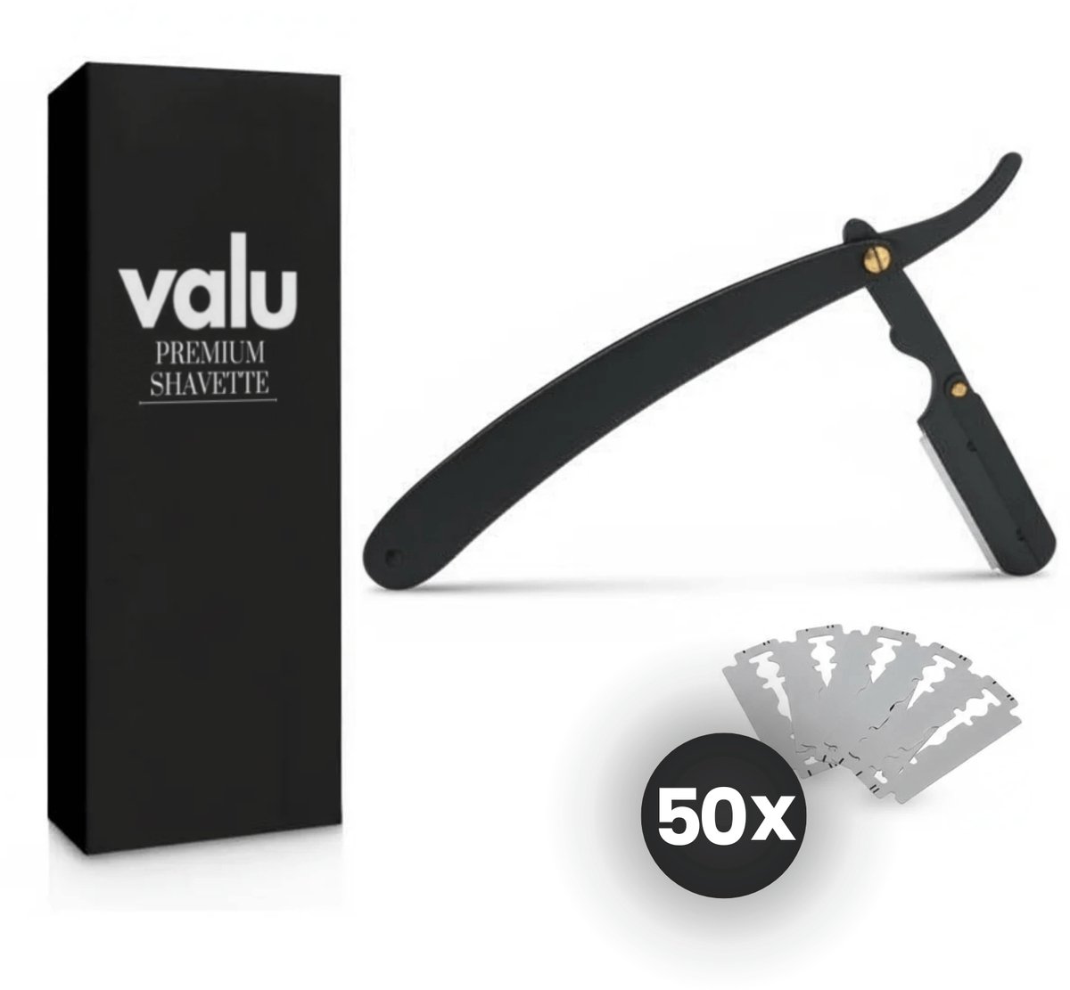 Valu - Open Scheermes - Shavette - Zwart - Inclusief 50 Mesjes