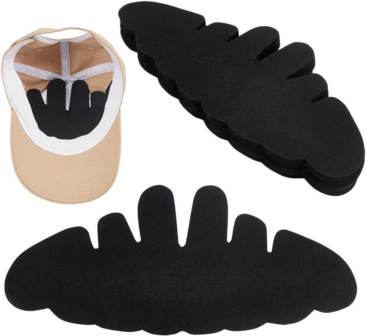 24 stuks vilten hoed zweetvoering honkbal caps inserts vormers - Flexibel en wasbaar - Zwart herbruikbaar - Ondersteuning rand voor honkbal cap - Sportieve bal accessoires