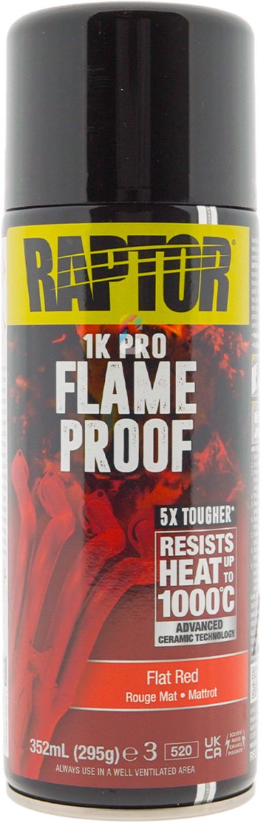 Raptor Flameproof - Hittebestendige Verf ROOD MAT spuitbus 400ml