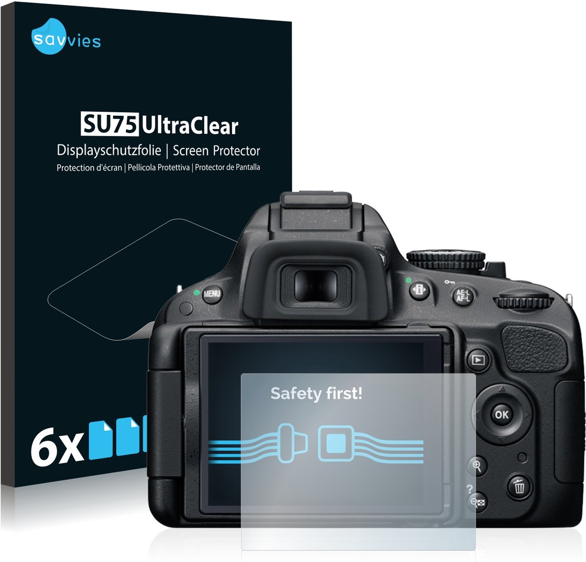 Savvies - Screenprotector voor Nikon D5100 - Folie Beschermfolie transparant 6 Stuks