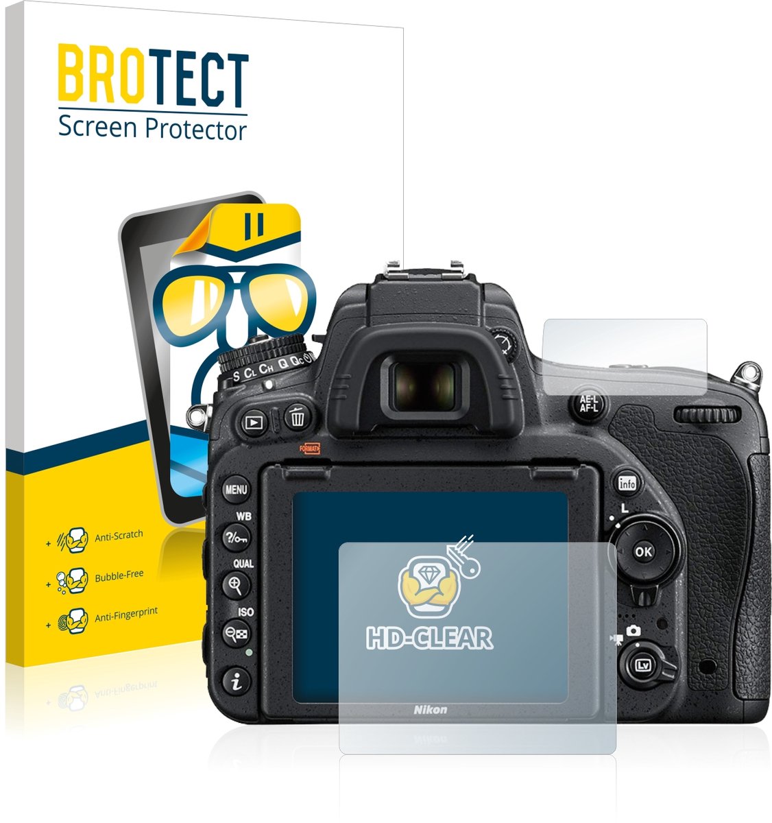 BROTECT - Screenprotector voor Nikon D750 - Folie Beschermfolie transparant 2 Stuks