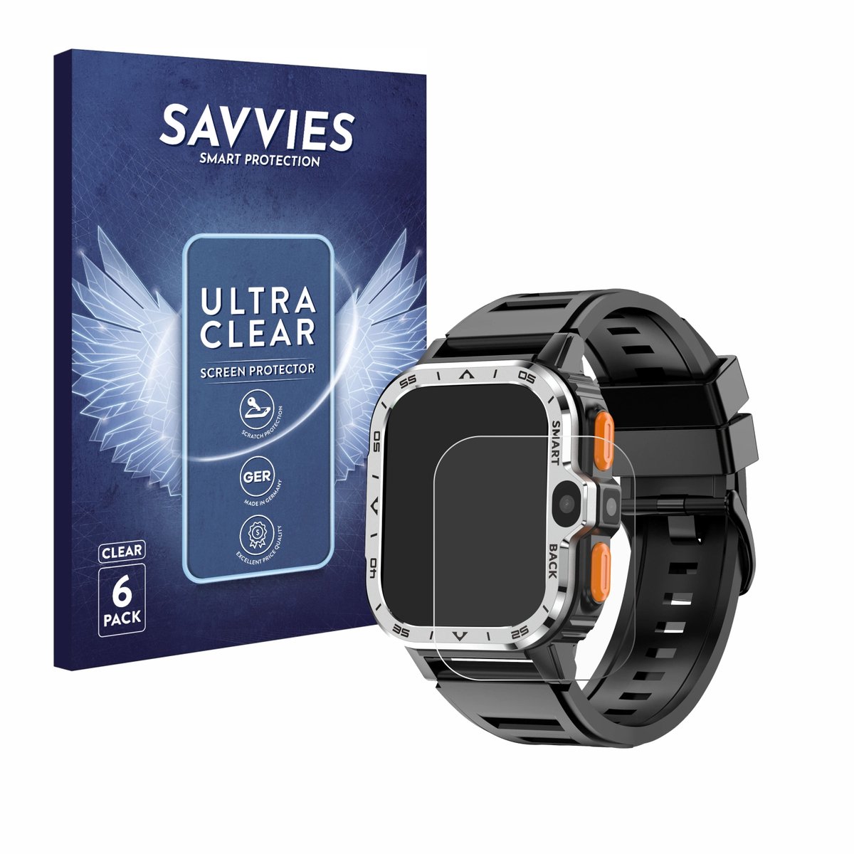 Savvies - Screenprotector voor HS Smartwatch 2" - Folie Beschermfolie transparant 6 Stuks