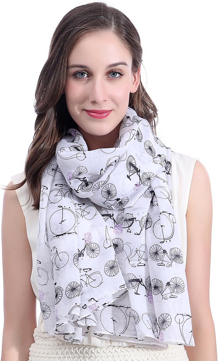 Grote Dames Sjaal - Lichtgewicht met Fiets Print