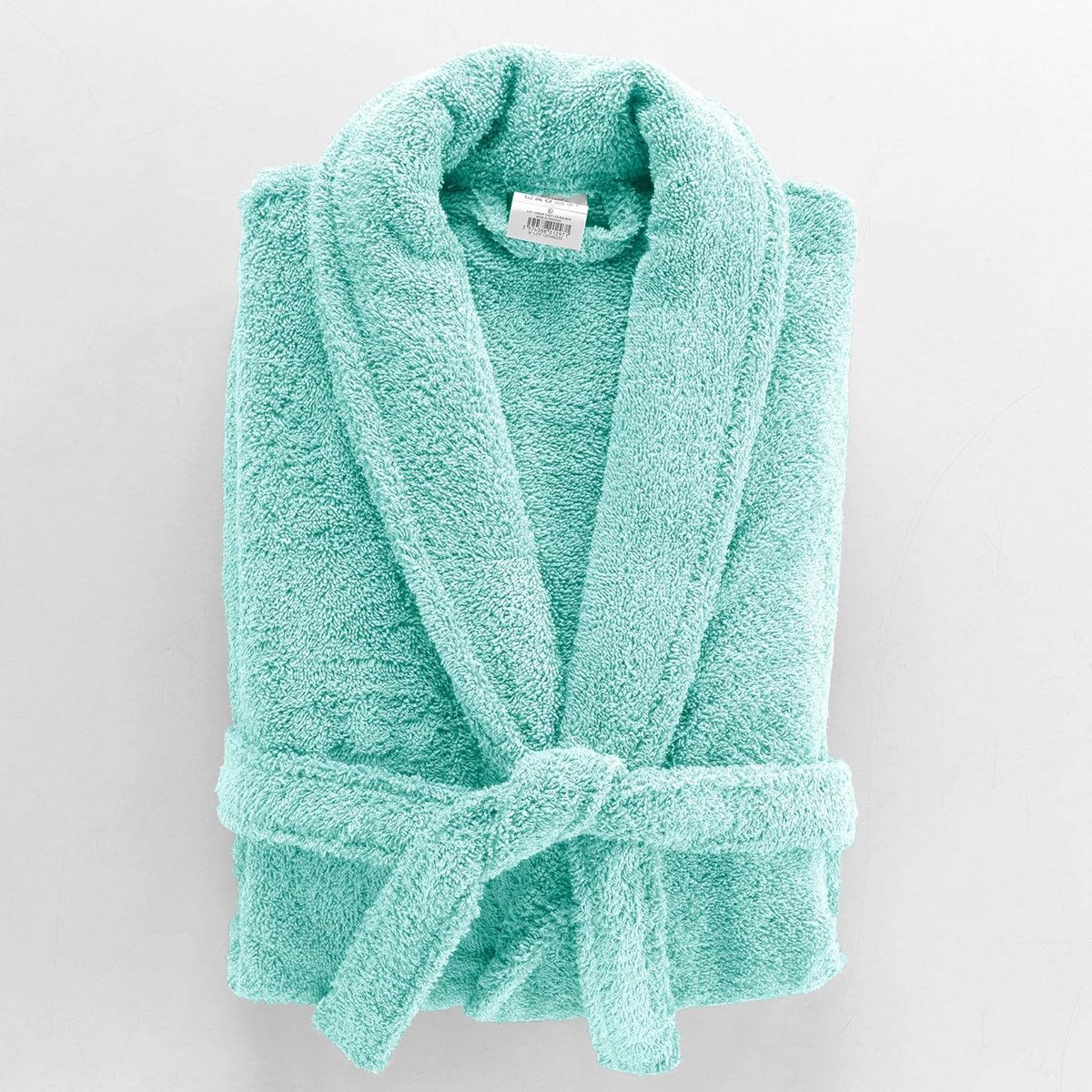 Luxe Badjas met Sjaalkraag - 100% Katoen - Celadon Groen