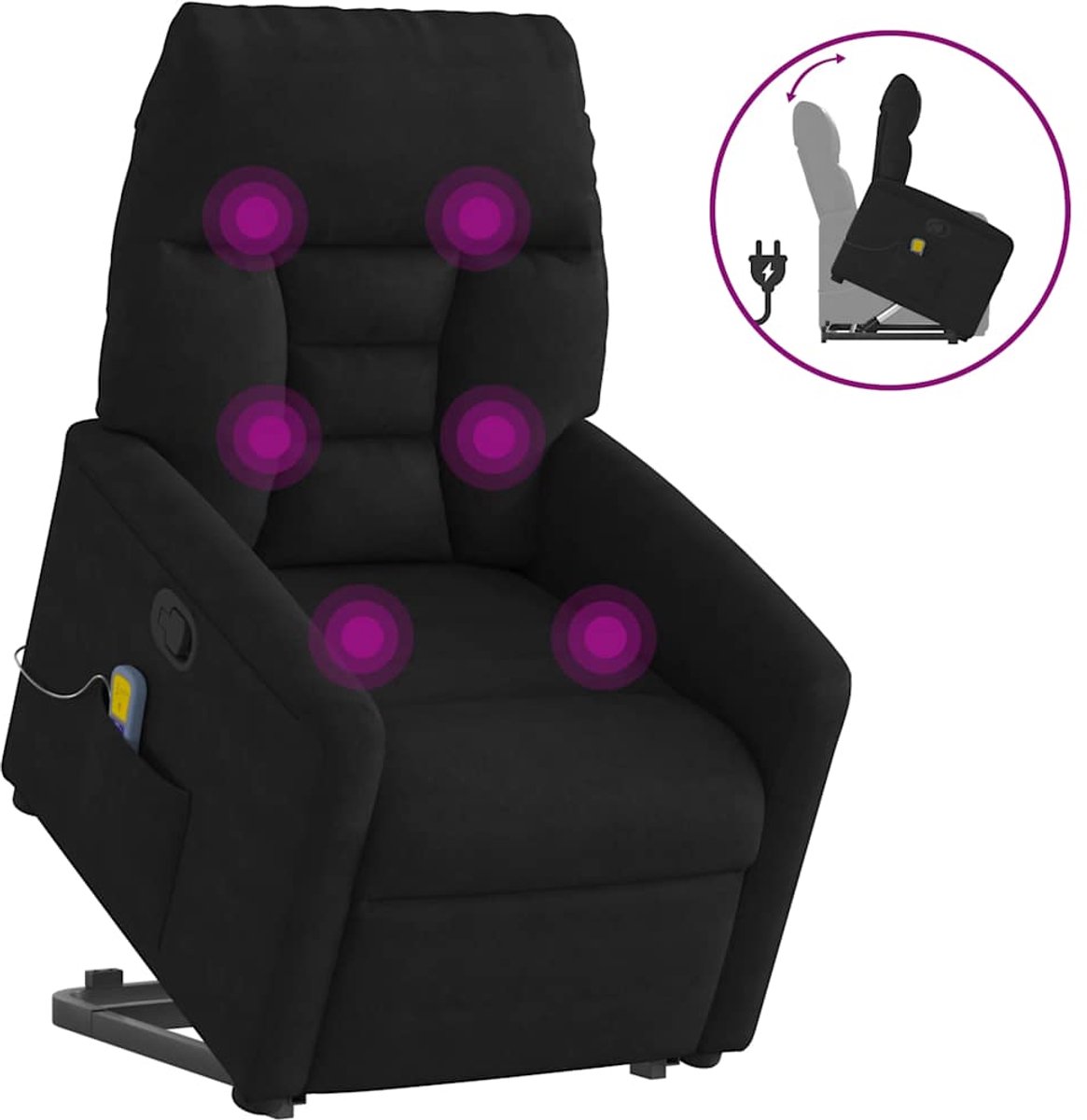 vidaXL Sta-op-massagestoel - verstelbaar - microvezelstof - zwart