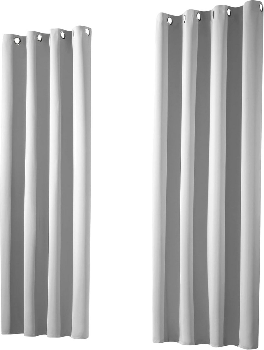 Set van 2 Thermische Verduisterende Gordijnen 260x135 cm Zilvergrijs - Isolerend & Lichtdi