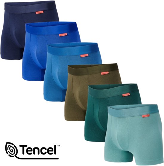 Undiemeister Boxershort Heren - Blauw & Groen - 6-Pack - Tencel - Zijdezacht - Ademend - Anti-Bacterieel & Naadloos Ondergoed - Premium Onderbroeken Heren - Maat L