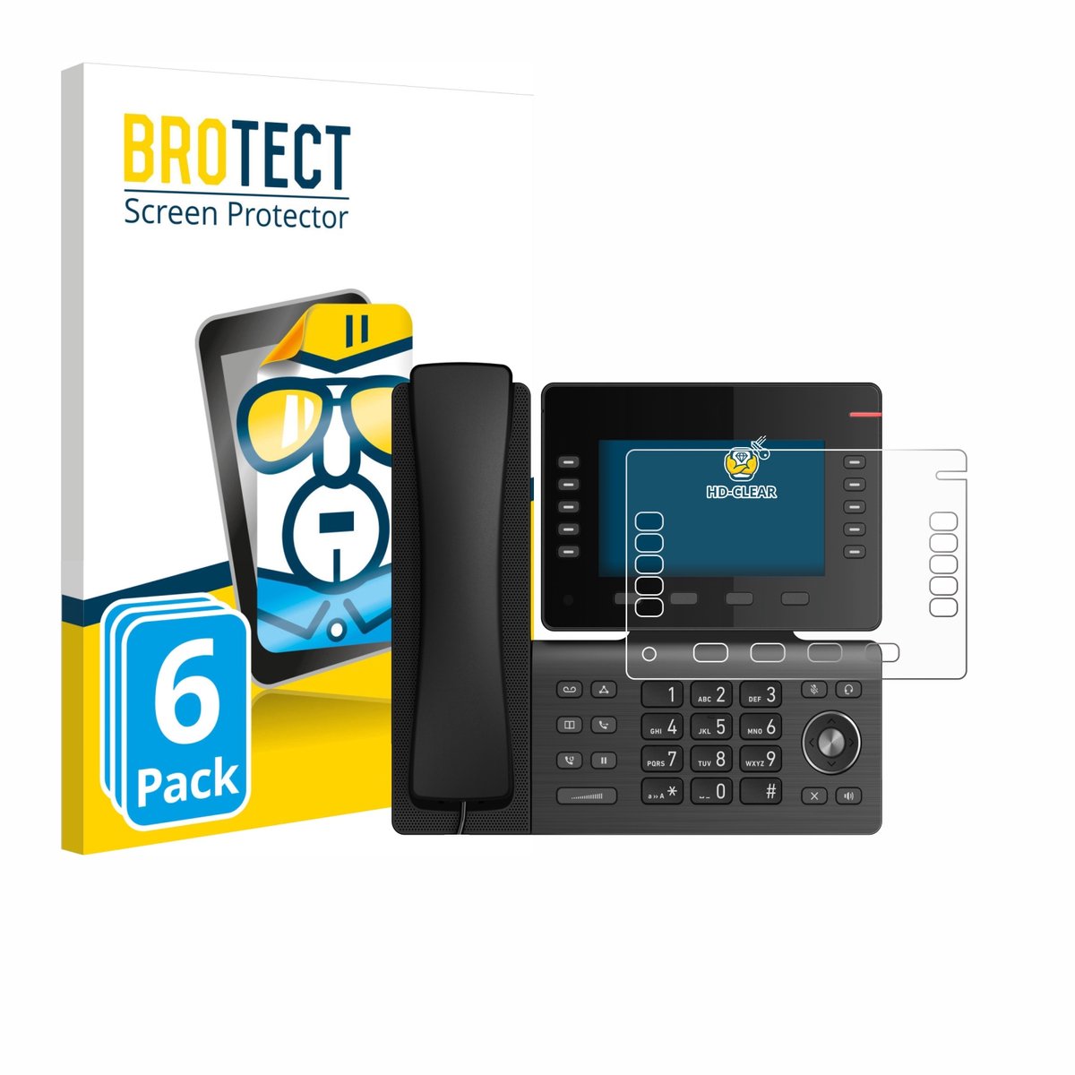 BROTECT - Screenprotector voor Snom D865 - Folie Beschermfolie transparant 6 Stuks