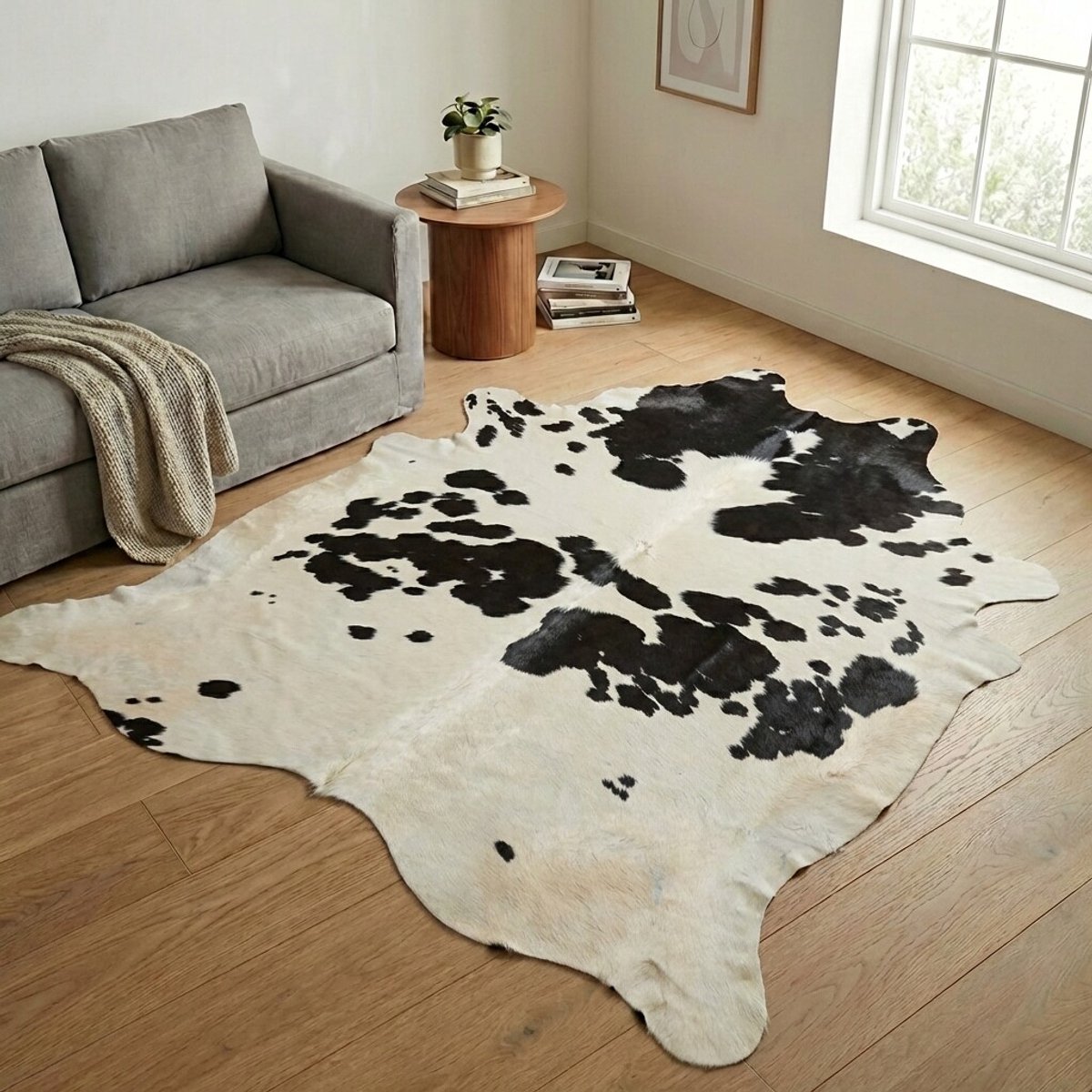 Koeienhuid Vloerkleed XXL (Extra Groot) - Zwart-wit - 241 x 216 cm - Koeienkleed / Koeienvel / Dierenvel / Dierenhuid / Koehuid Tapijt
