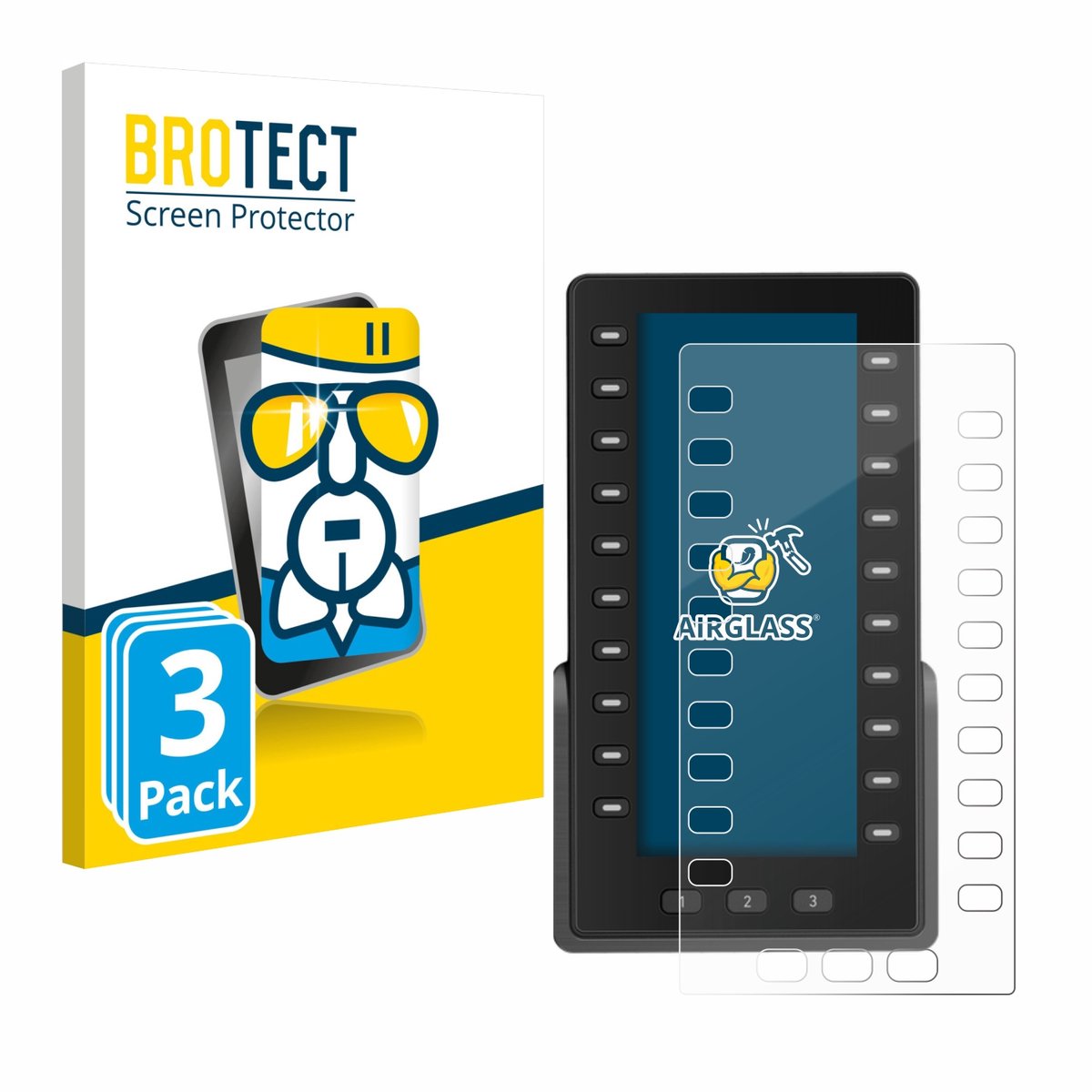 Screenprotector 3 Stuks voor Snom D8C Uitbreidingsmodule Beschermglas transparant