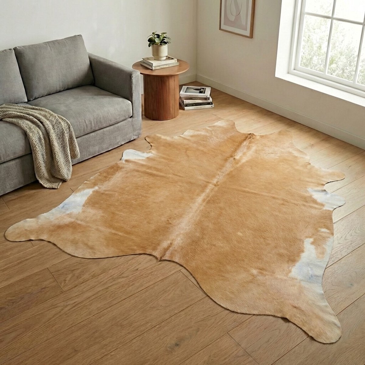 Koeienhuid Vloerkleed XL (Groot) - Bruin-wit - 238 x 223 cm - Koeienkleed / Koeienvel / Dierenvel / Dierenhuid / Koehuid Tapijt