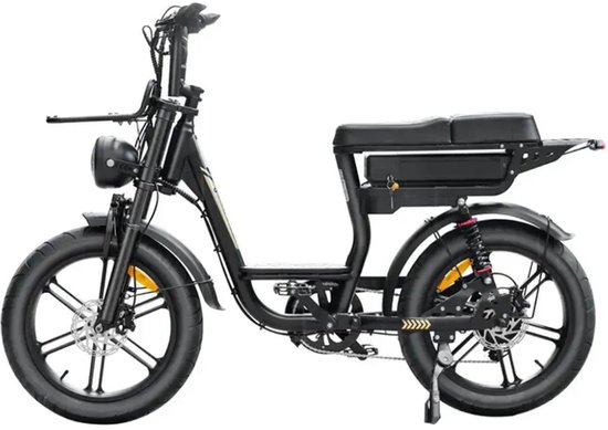 QMWHEEL V20 Comfort Elektrische Fatbike - Lage Instap - 20 Inch - 250W Motor - 7 Versnellingen - 60 km Actieradius - Hydraulische Schijfremmen - Zwart — afbeelding 3
