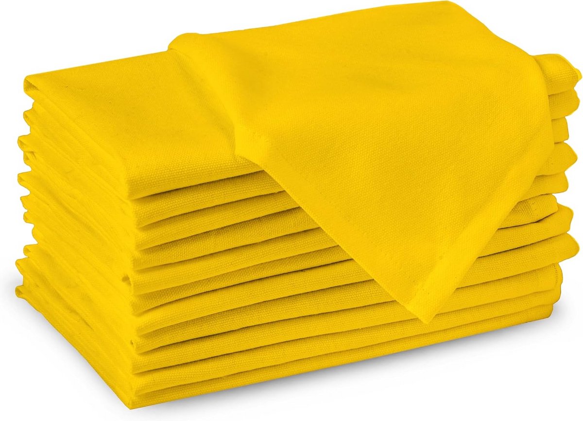 Set van 12 Katoenen Stoffen Servetten Effen Kleuren Wasbaar 43x43 cm