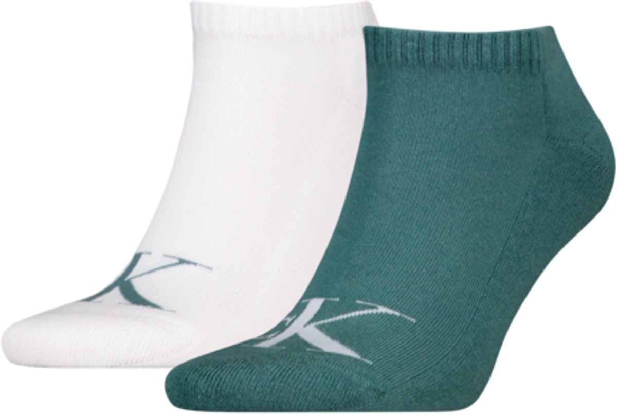 Calvin Klein Jeans Heren Sneakersokken 2-Pack Monogram Atlantic