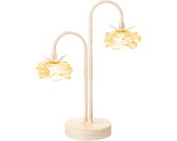 J-Line lamp Bloem - ijzer/glas - geel/wit - large - LED lichtjes