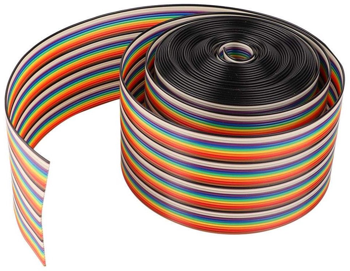 Allecto - Platte lintkabel - Regenboog - 40P - 1,27 mm - Draadbreedte 5,08 cm - IDC-draadkabel - Geschikt voor afstandsbediening - 5 meter