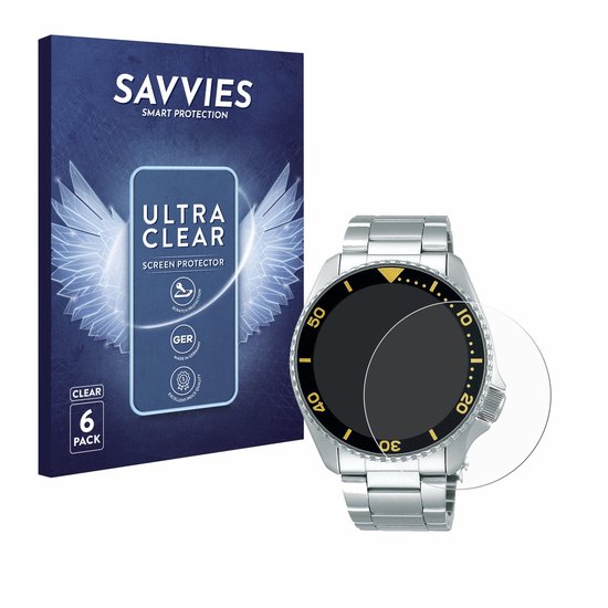 Savvies - Screenprotector voor Seiko 5 Sports SRPD59K1 - Folie Beschermfolie transparant 6 Stuks
