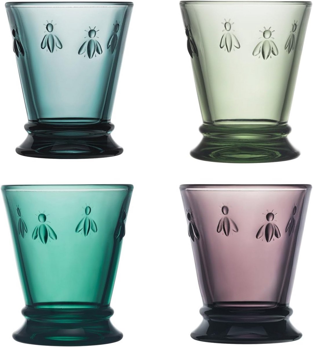 Set van 4 Waterglazen Bijen Motief 260 ml - Hoge Kwaliteit Drinkglazen