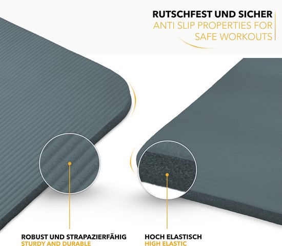 Yoga mat grijs/petrol 1 cm dik, fitnessmat, pilates, aerobics van Domyos — afbeelding 5