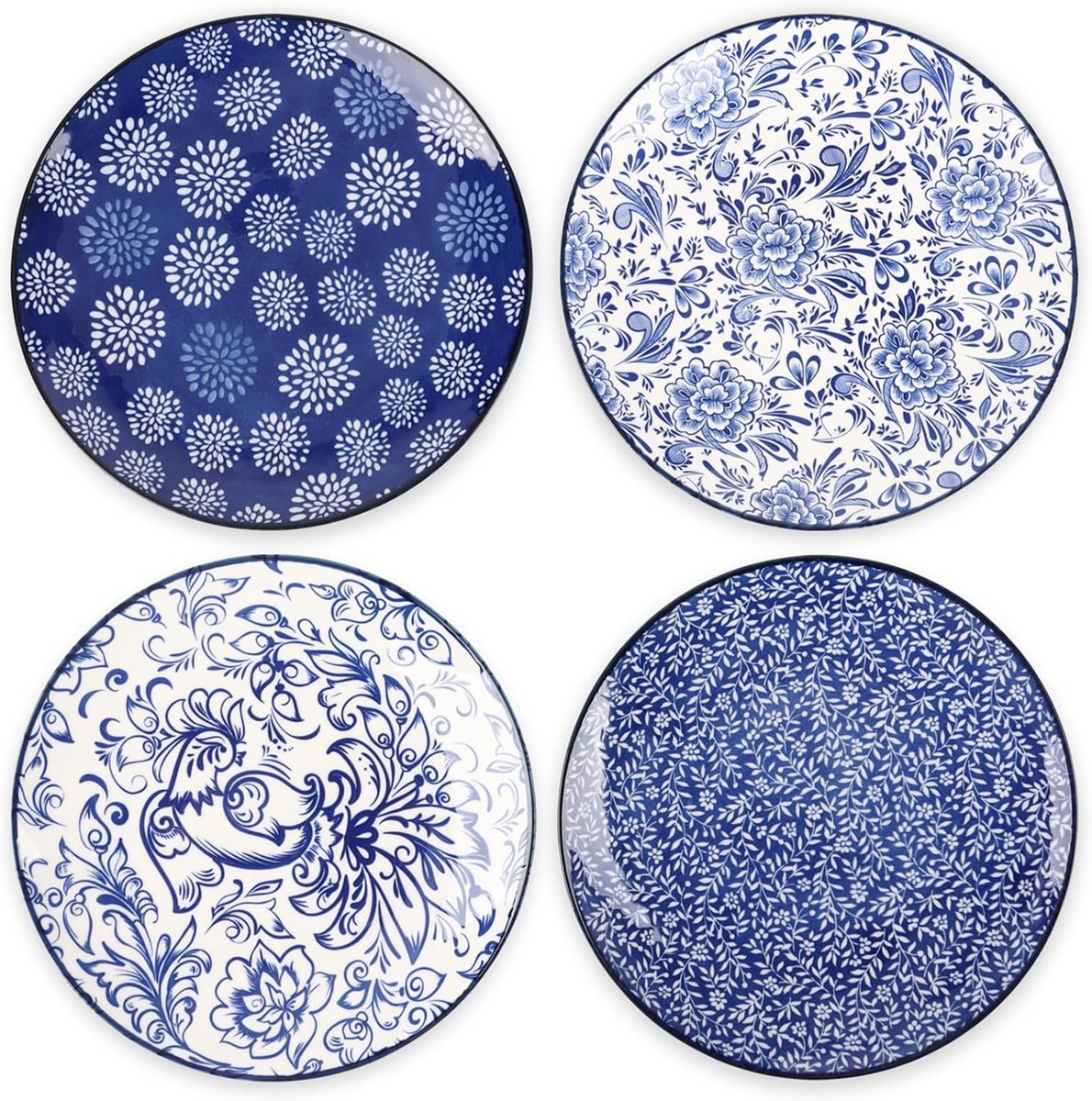 Set van 4 Grote Dinerborden van Keramiek, 25cm, Geschikt voor Salade, Pasta en Steak