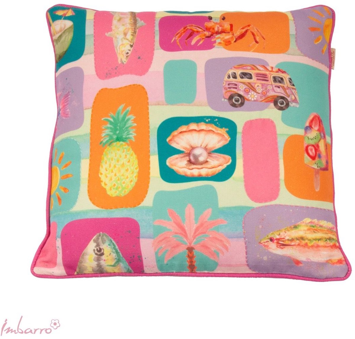 Imbarro Home & Fashion Imbarro - Kussen - Sierkussen - Buitenkussen - Summer Breeze - Gerecycled PET - Outdoor & Indoor - 50x50 cm Roze