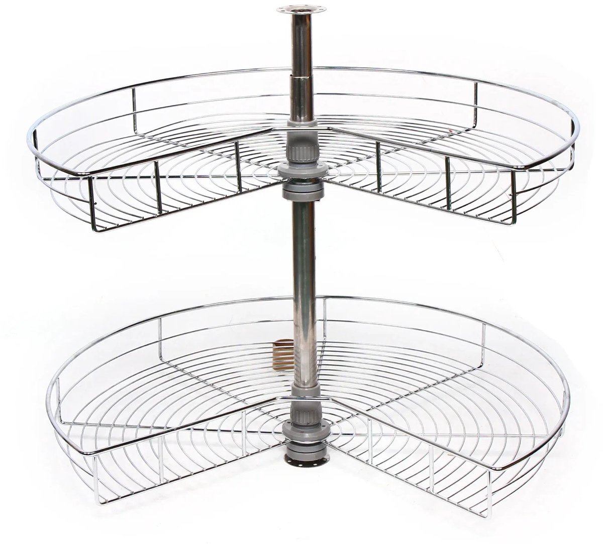 Sensova - Carrouselkast 270° Draaibare Hoekkast Organizer - Dubbele IJzeren Draadmand 71 cm - Verstelbare Hoogte 56,5-79 cm - Keuken Onderkast 3/4 Cirkel - Max. 8 kg per Mand - Ruimtebesparende Keukenhoek Oplossing