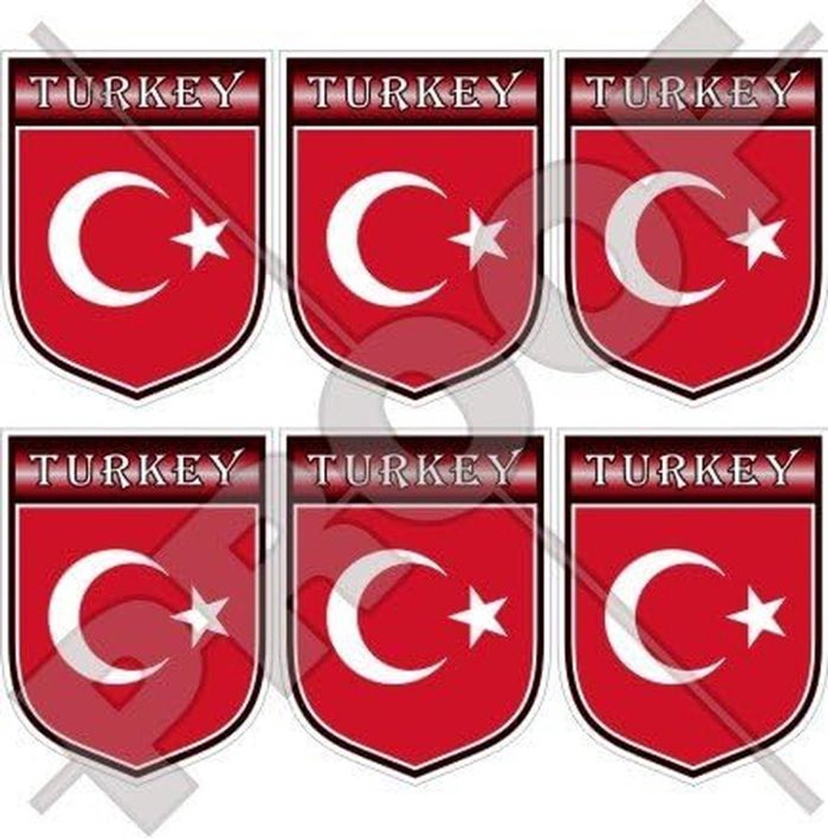 Turkije Vlag Schild Mini Vinyl Stickers Set (6 stuks)