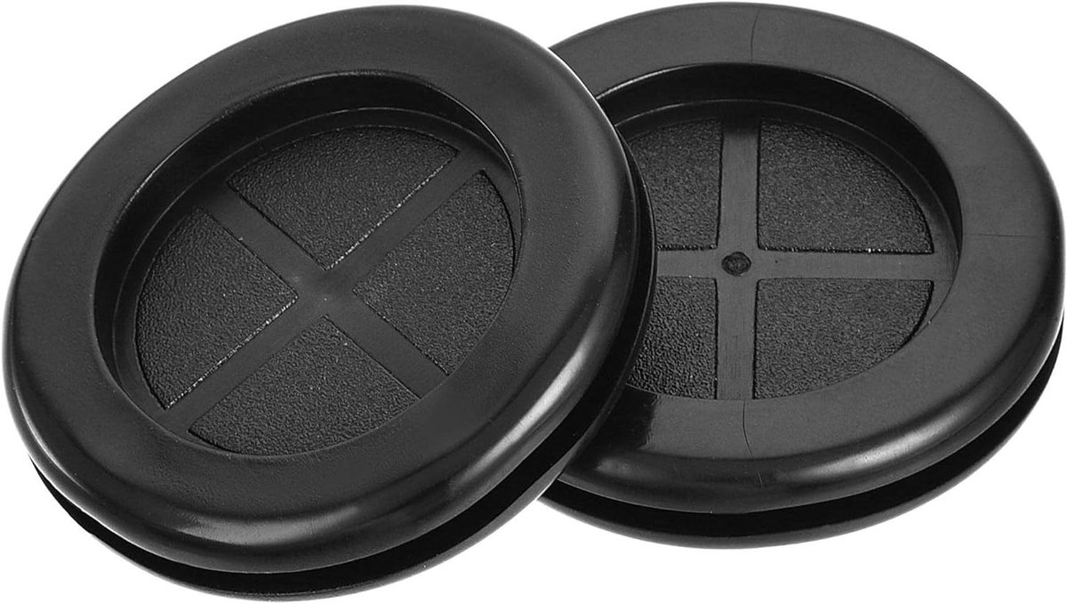 Allecto - Ronde Rubber Grommets - Pakkingen - Dubbelzijdig - Zwart Synthetisch Rubber - Elektrische Draad - Kabel en Plug Bescherming - Geschikt voor 40mm Gat - 4 stuks.
