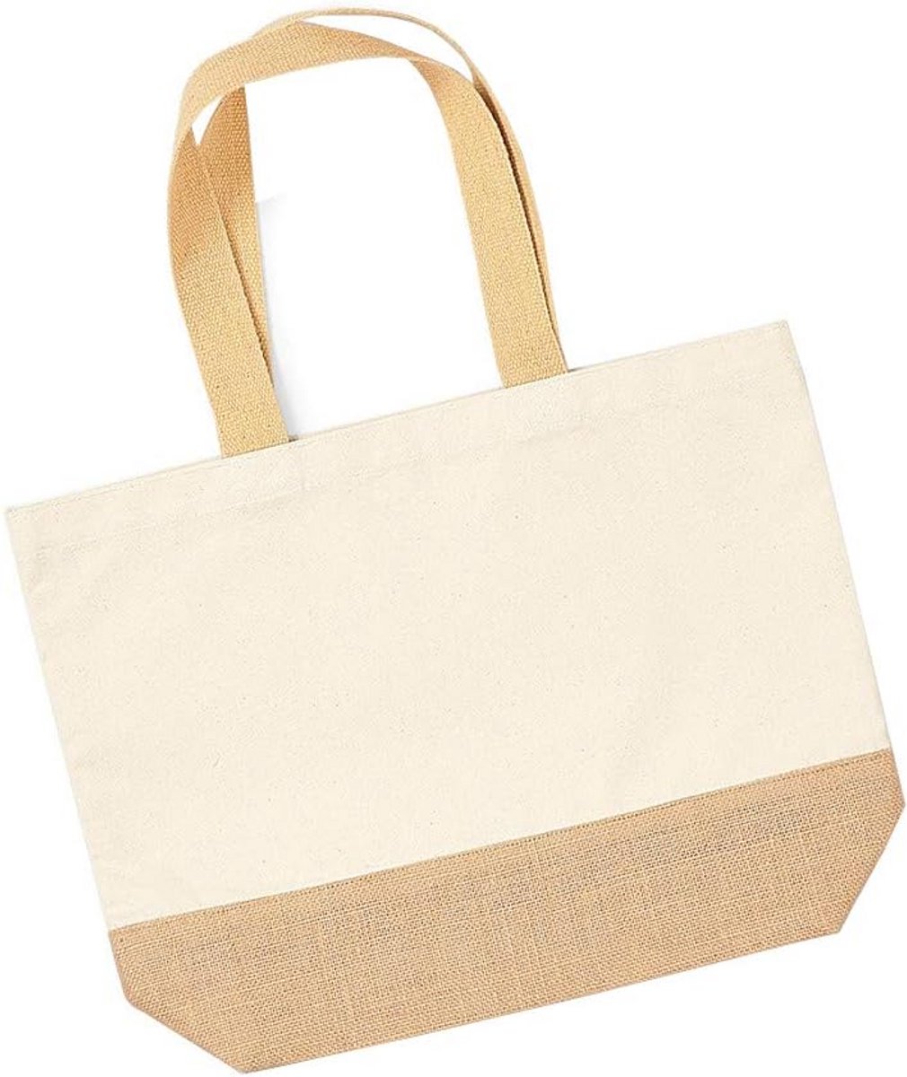Grote Jute Canvas Tote Bag - Natuurlijke Boodschappentas en Lunchtas