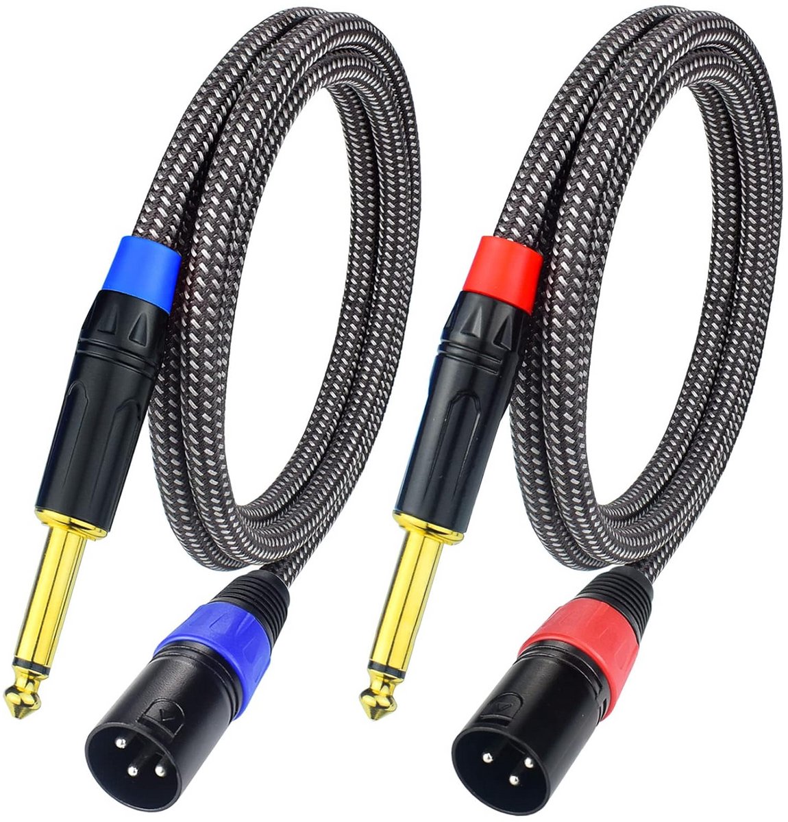 Set van 2 Microfoonkabels TS Mono naar XLR Mannelijk 3m 6.35mm - 3-Polig Audio Kabel