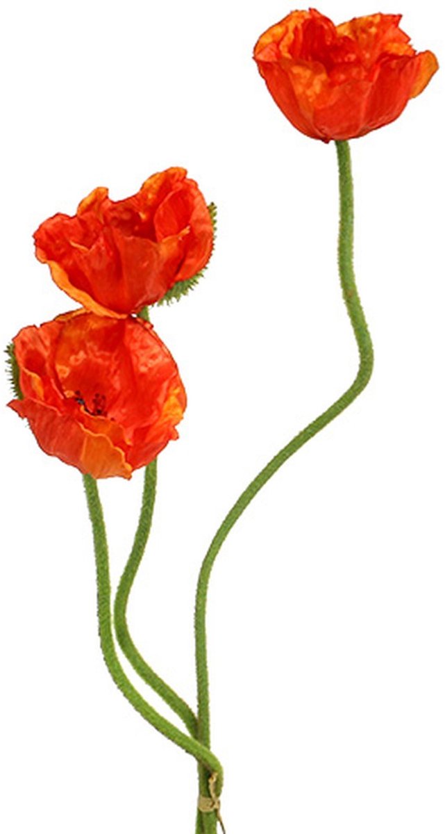 Viana Klaprozen kunst kunstbloemen oranje 58cm–74cm 3st