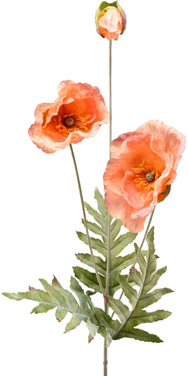 Viana Kunstbloemen zijden bloemen klaprozen decoratie 75cm oranje
