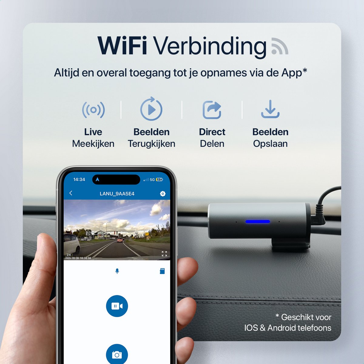 Dashcam Pro WiFi - Full HD - Dashcam voor Auto - Nachtzicht & Botsingdetectie - Mobiele App - Incl. 32GB SD-kaart – foto 7