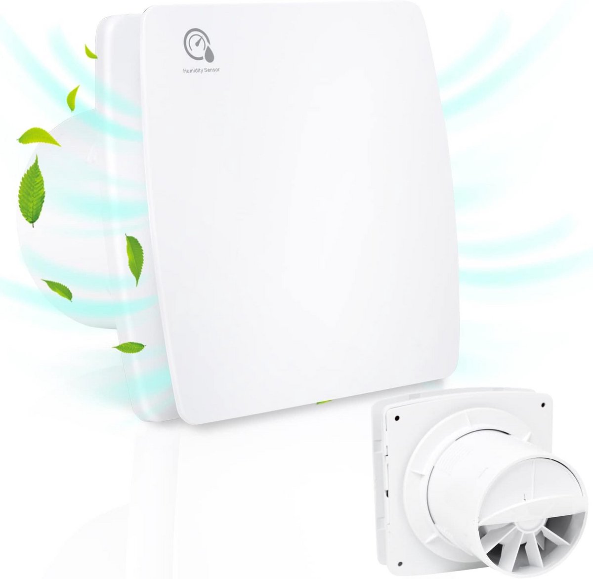 Badventilator 150mm met vochtsensor en timer - Geluidsarme afzuigventilator voor badkamer