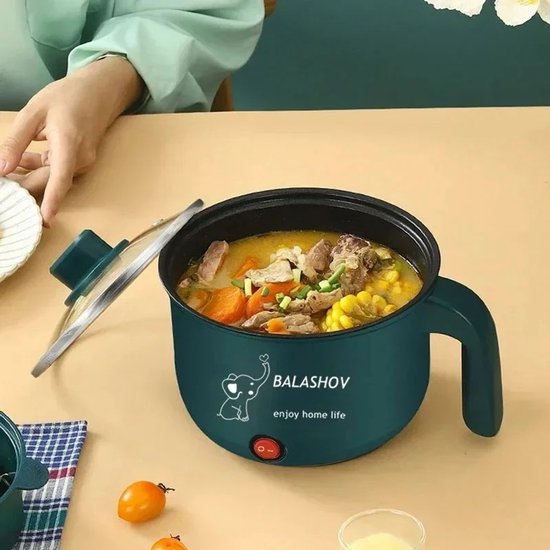MakkelijkMooi Dubbele Hot Pot 1.8 ltr - Soeppan - Multicooker - Electrische Kookpan - Stoompan - Hotpot - Camping Kookpan - Groen — afbeelding 3